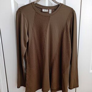 Brand New - LOGO by Lori Goldstein Crew Neck Mixed Knit Top XXS